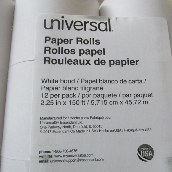Universal White Bond Calculator Paper Rolls 2.25 in. x 150 ft. 12/Pack UNV35715 - Picture 2 of 5